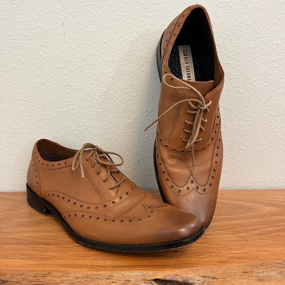 Ben Sherman Men’s Tan/Cognac Wingtip Cap Oxford Shose size 11 - Picture 1 of 5